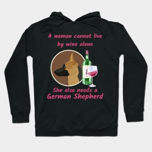 Funny German Shepherd and Wine Hoodie